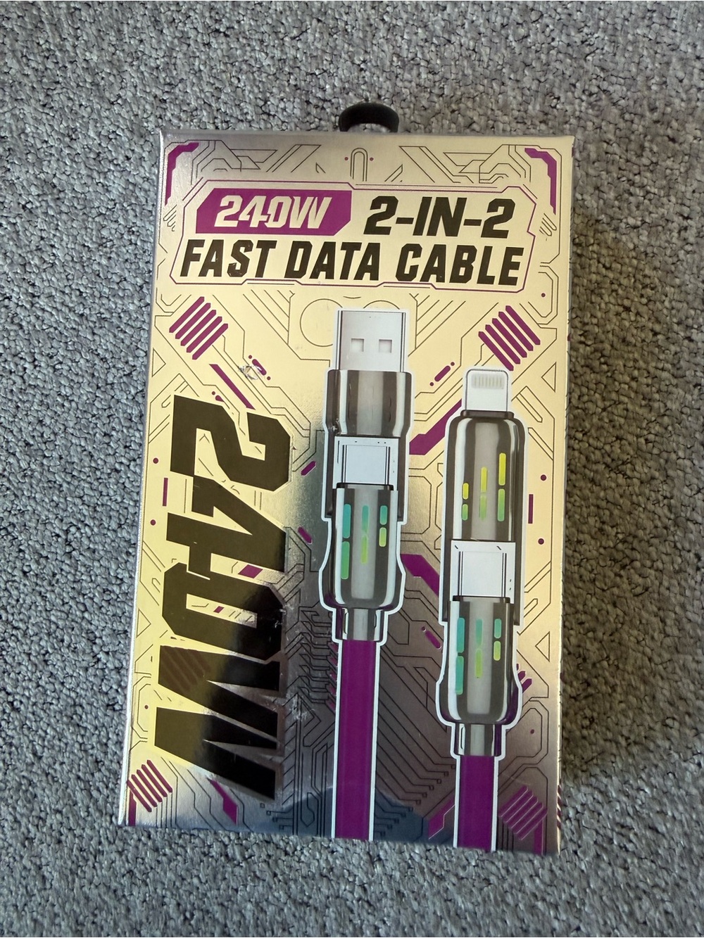 240W 2-in-2 Fast Data Cable - Purple